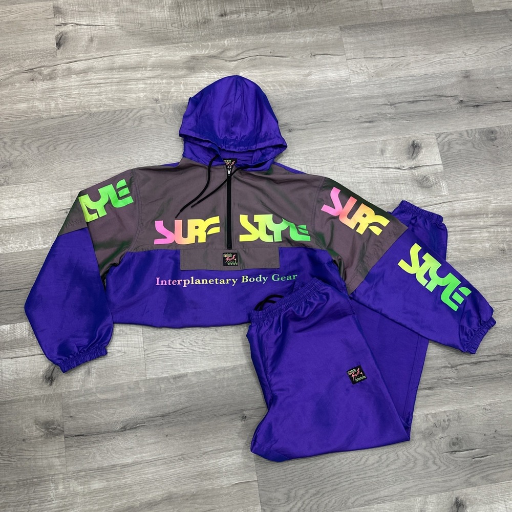 Surf Style Interplanetary Body Gear Colorblock Hoodie And Pants Men Large Purple
